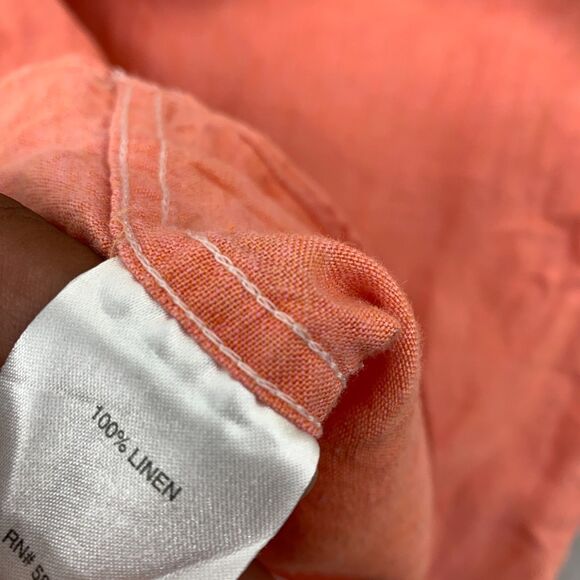 Daniel Cremieux Button Shirt Mens Medium Linen Short Sleeve Salmon Color - Picture 13 of 13